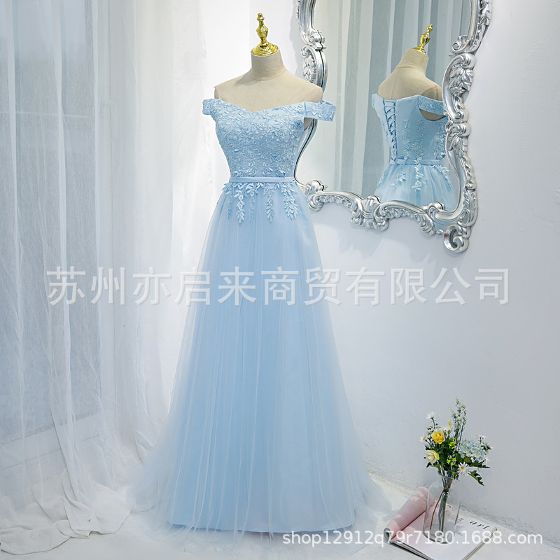 Bridesmaid Dress Long 2021 Spring and Summer New Blue Bridesmaid Sisters Dress Bridesmaid Dress Evening Dress Women