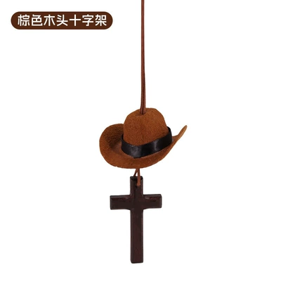 Rope 2025 New Model — Car hanging - cowboy-hat-ornament-brown-wooden-cross