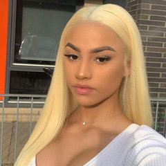 2022 New Cross-border Amazon Independent Station Women's Long Straight Wavy European and American Golden Synthetic Hair Wig