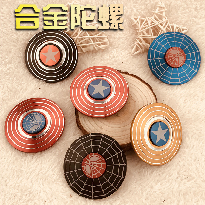 Captain America alloy fidget spinner round shield finger spinner boxed children's toy adult decompression top