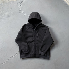 SYNAWORLD NEOPRENE HOOD BLACK バックエンボスブラックフードジャケット メンズ トレンドジャケット