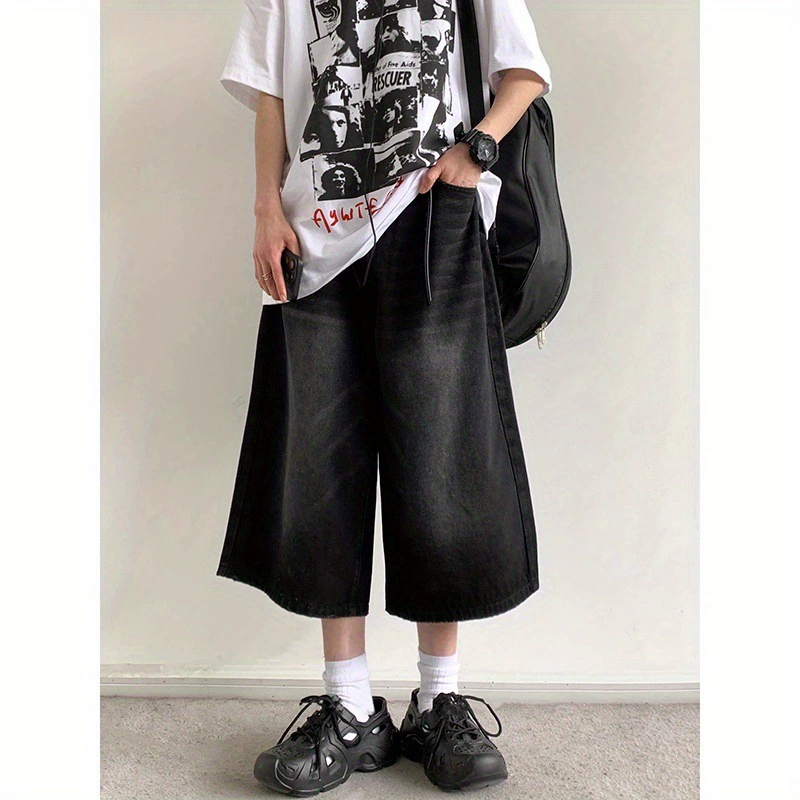 Японский набор, ретро джинсы для отдыха, trousers, свободный прямой крой