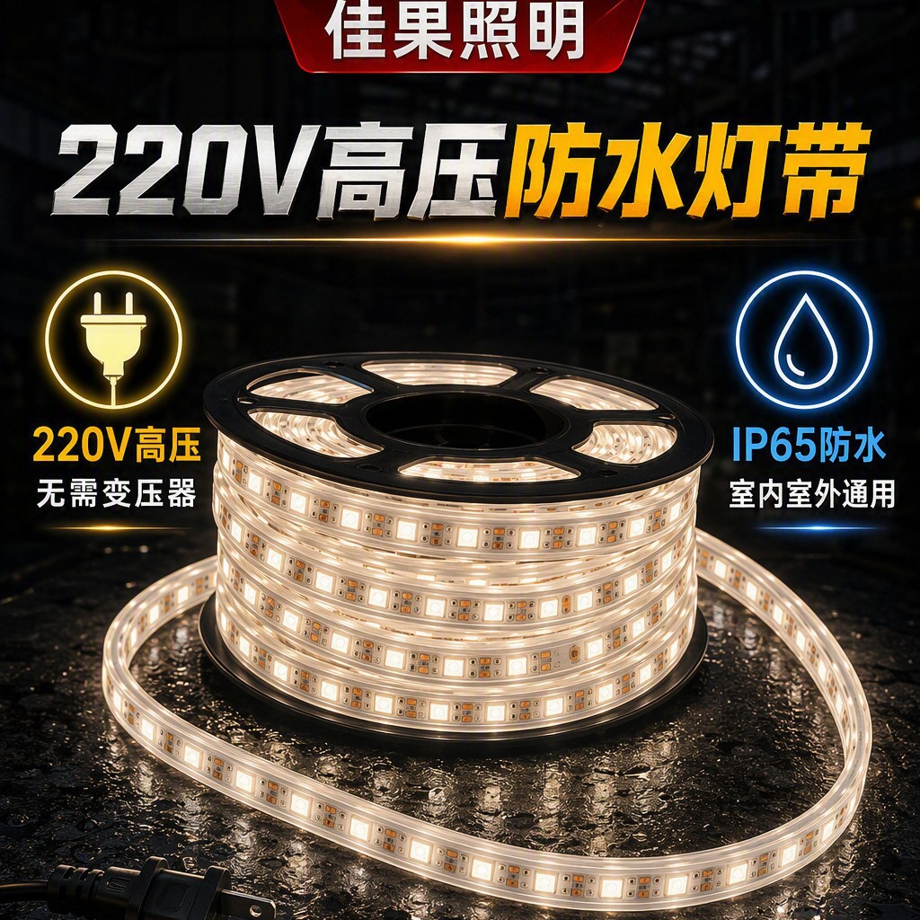 220v高压led灯带家用客厅吊顶2835双排光户外防水单排线灯条超亮