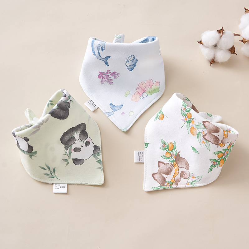 Baby Triangle Towel Pure Cotton Saliva Towel Male Baby Bib Saliva Bib Newborn Kidsren's Scarf Female Scarf Autumn and Winter