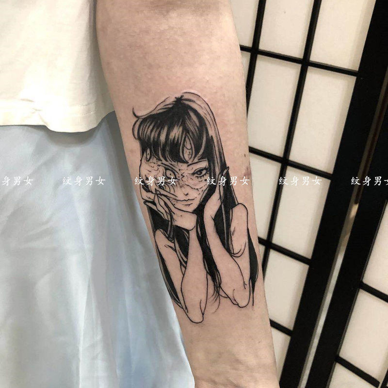 Tattoo stickers waterproof female men's and women's arm wrist cartoon dark Fujiang girl smart employment static model bullet-proof