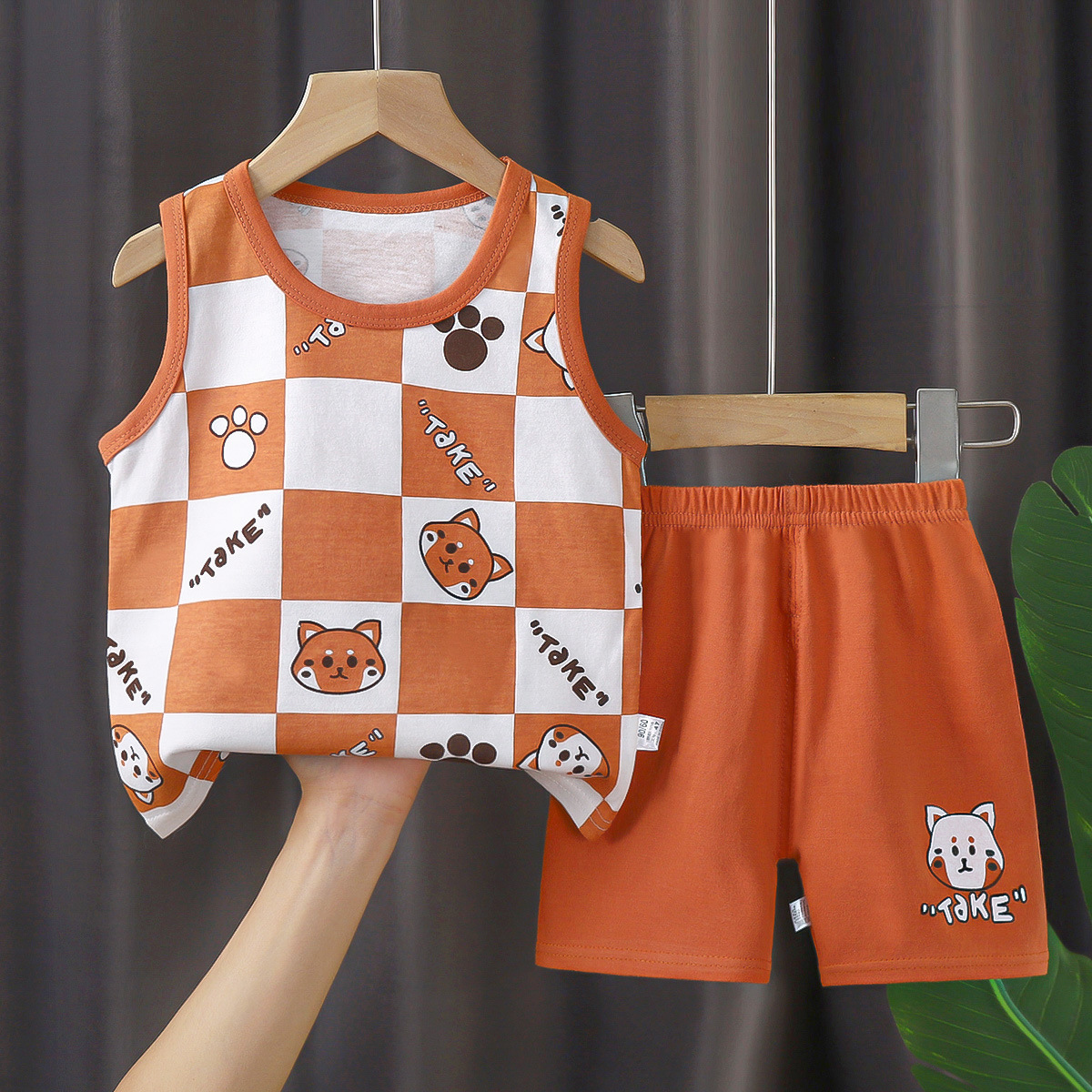 Traje de chaleco para niños, verano de algodón puro, nuevo estilo, verano para bebés, pantalones cortos coreanos, traje de dos piezas para niños