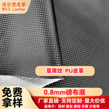 批发定制pu皮 0.8mm草席纹TC底人造皮革 箱包鞋材沙发 PU皮革