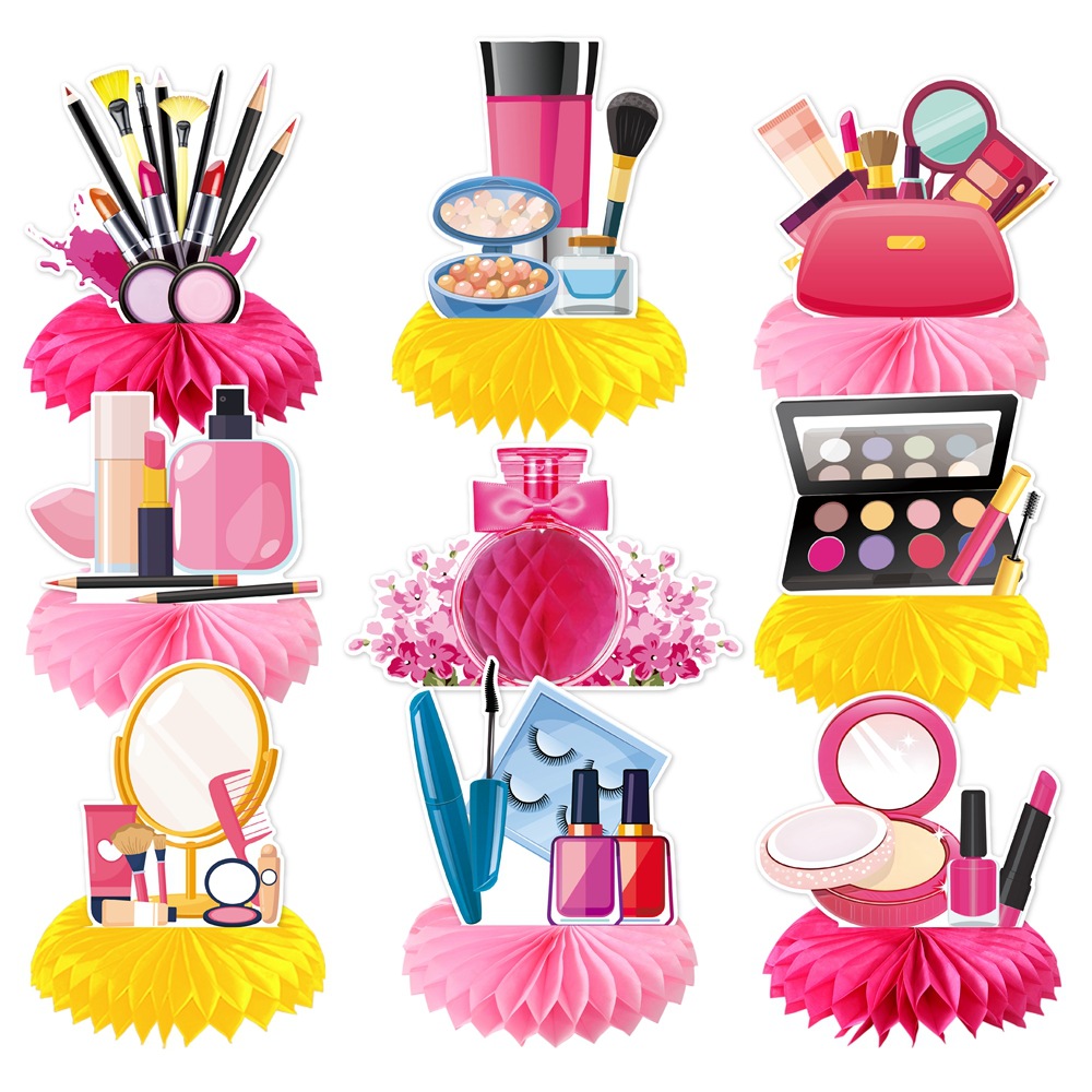 Nueva decoración de fiesta de cumpleaños maquillaje conjunto de temas de maquillaje decoración de fiesta de cumpleaños tarta de bandera