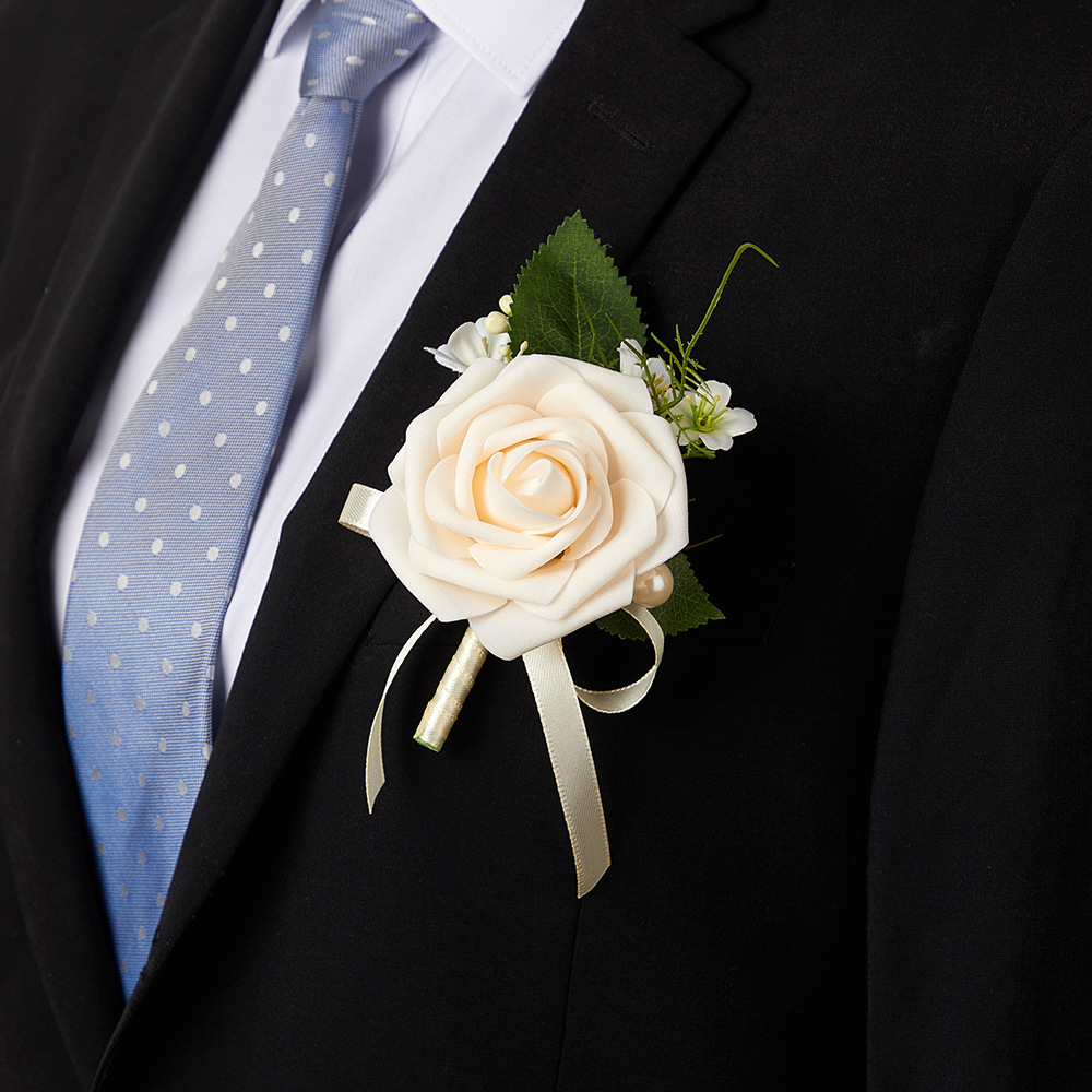 Wedding corsage wedding photography props pe simulation rose brooch Korean wedding ball men's new corsage
