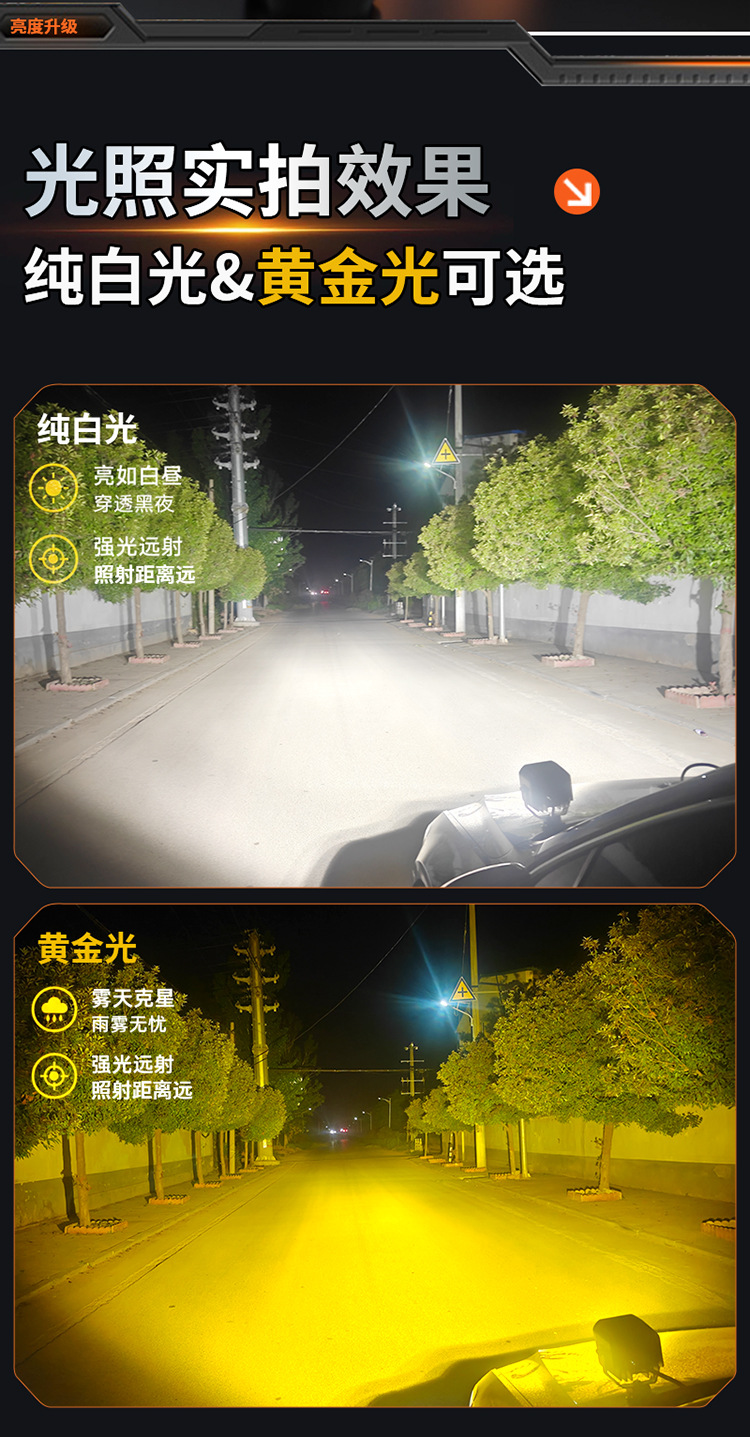S4 Lucky Star Super Bright Road-Lighting Strip with Daytime Running Lights Car Off-Road Spotlight A-Pillar Front Bumper Led Spotlight