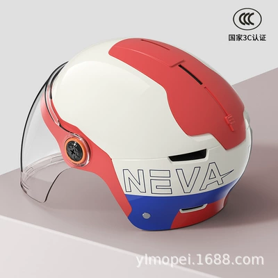 Motosiklet kaskı (dəbilqə) and women's motorcycle summer battery - khakic-neva-flower-transparent-long-mirror