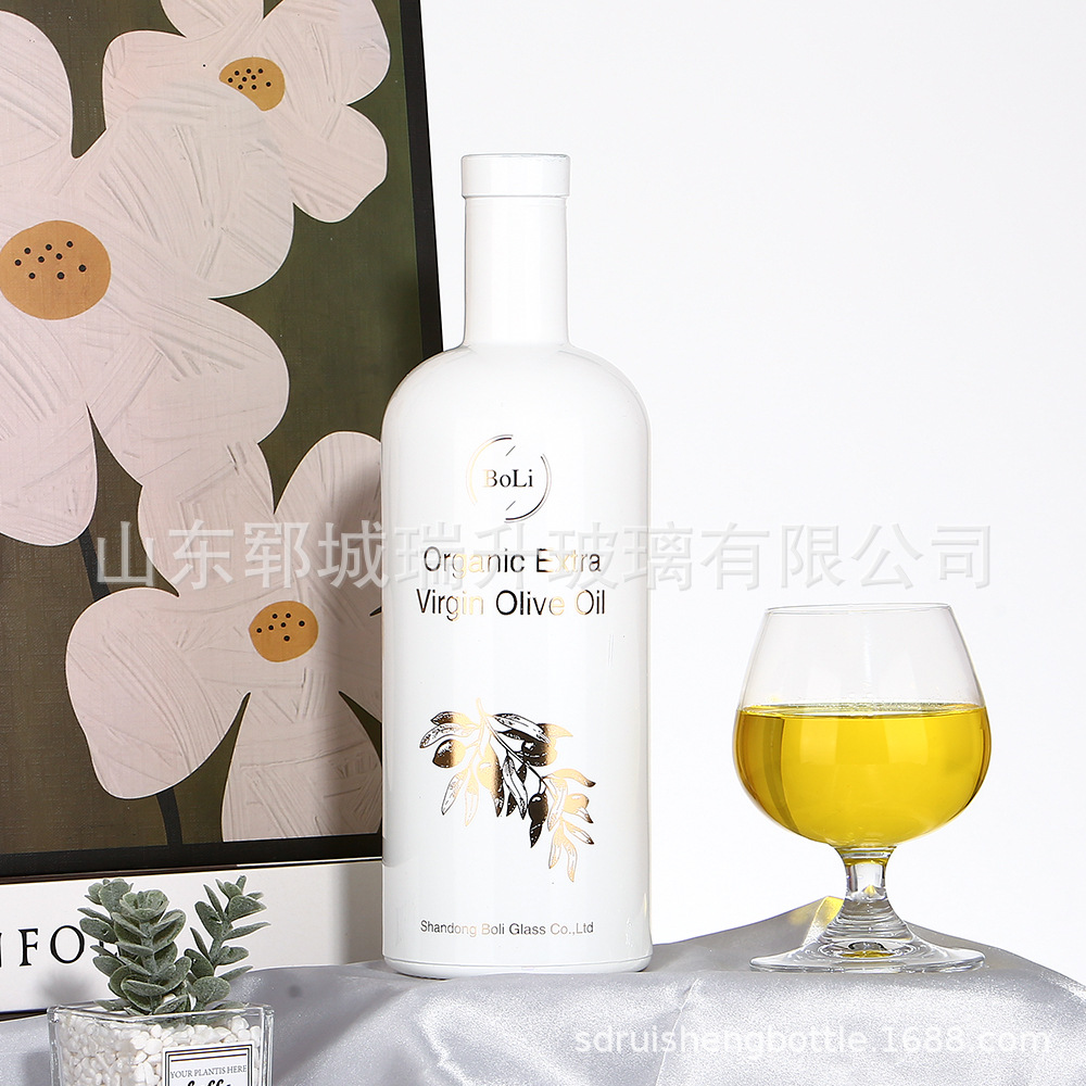 跨境热销1000ml圆形橄榄油瓶方形茶油瓶核桃油瓶玻璃空油瓶带盖