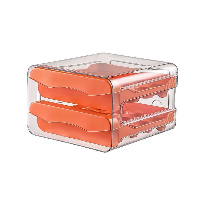 Refrigerator egg storage box drawer type fresh-keeping double-layer egg box 32 grid stacked kitchen fresh-keeping box seal