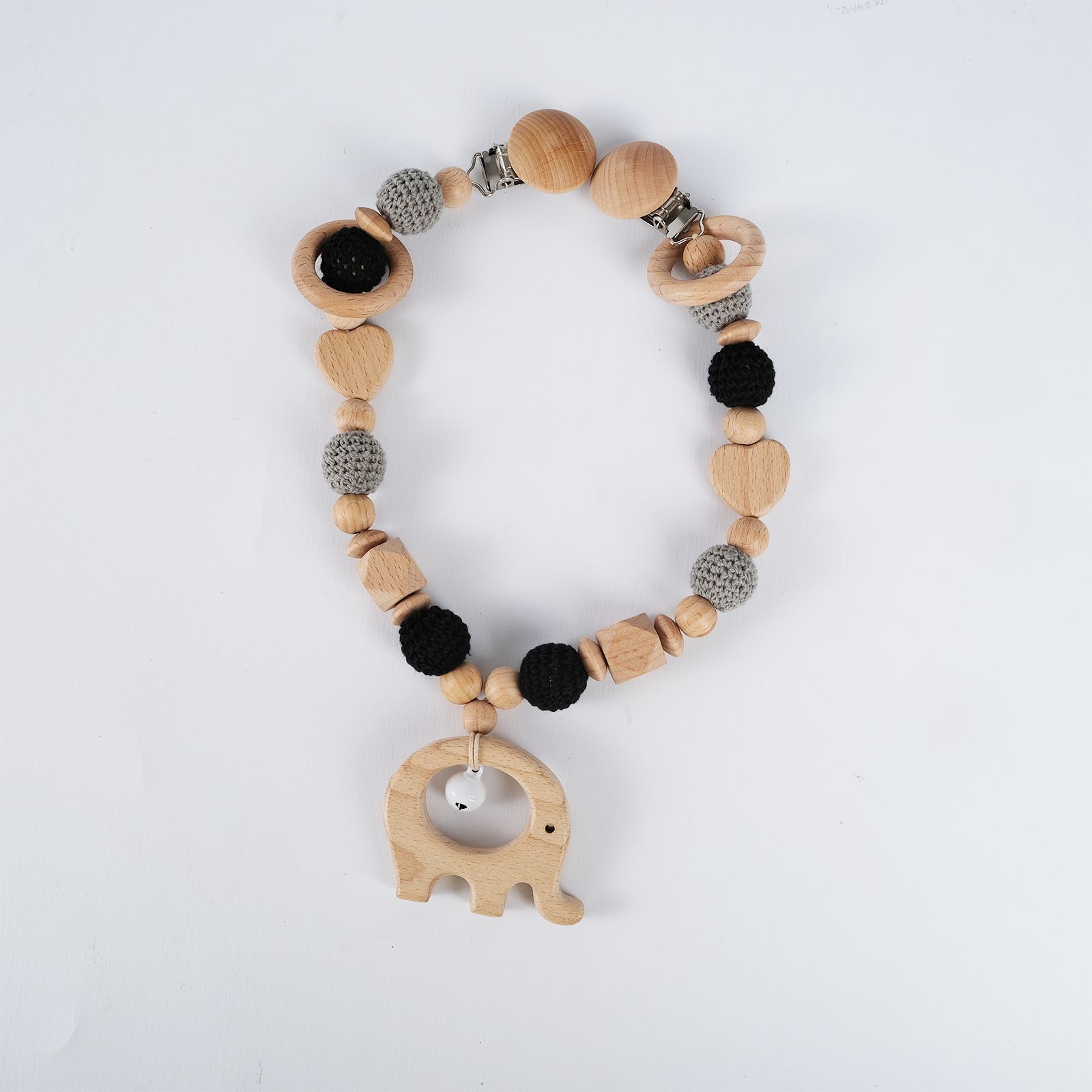 Cruz-frontera hecha a mano crochet cochecito de los niños colgante bebé calmante Cadena de chupete DIY bebé recién nacido cochecito colgante