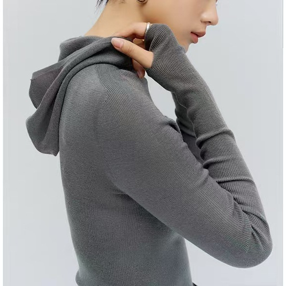 French Pressure-Free Knitwear 2023 New Design Hooded Slim Bottoming Knitwear Wool Knitwear Autumn and Winter