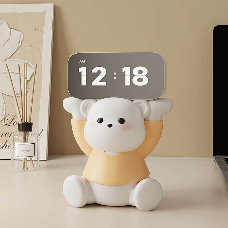 Crema de viento oso decoración de reloj despertador sala de estar dormitorio decoración de escritorio reloj reloj de escritorio creativo de escritorio