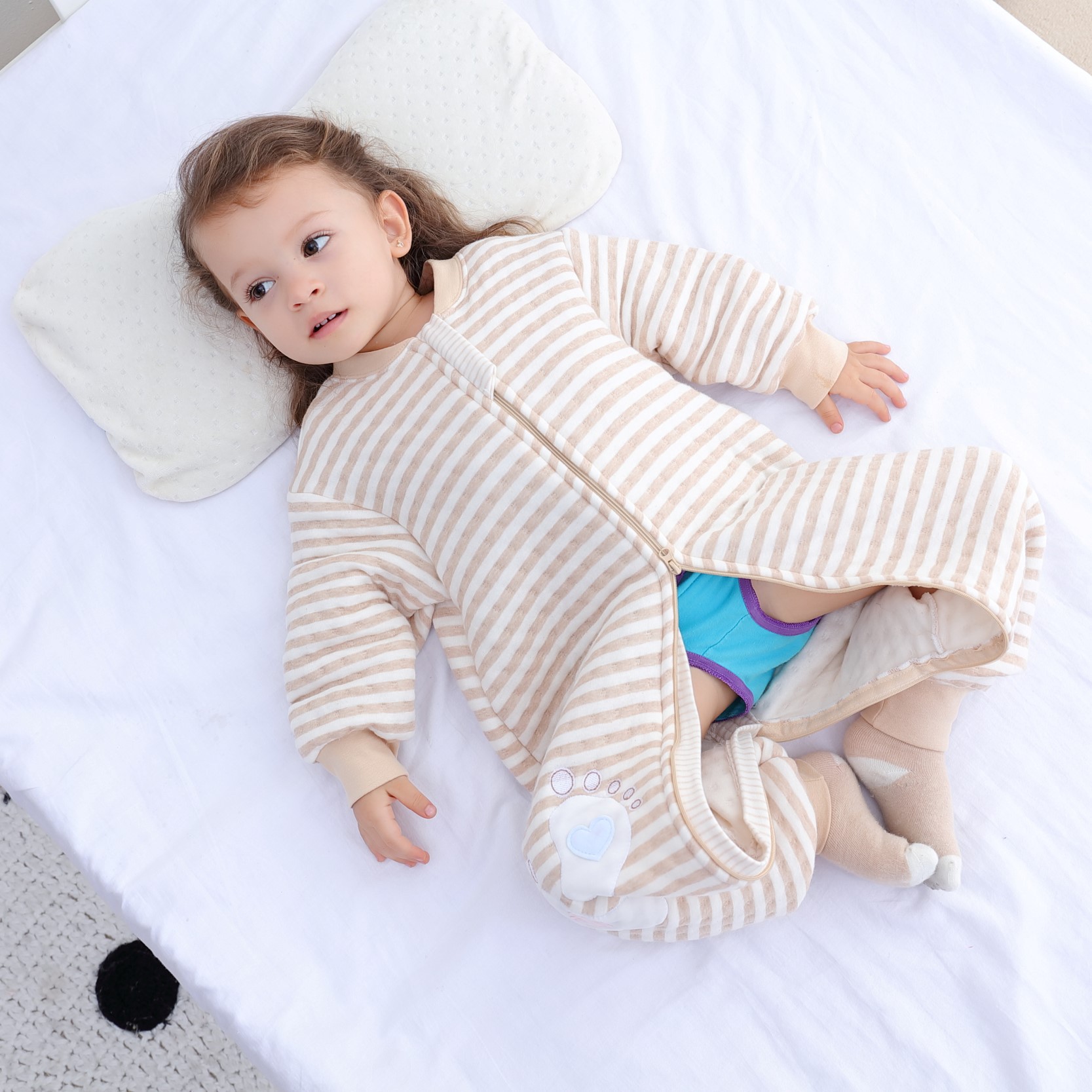 Children's Leg Sleeping Bag Spring and Autumn Class A Pure Cotton Baby Sleeping Bag for Autumn and Winter Baby Kick-proof Air Cotton One-piece Pajamas