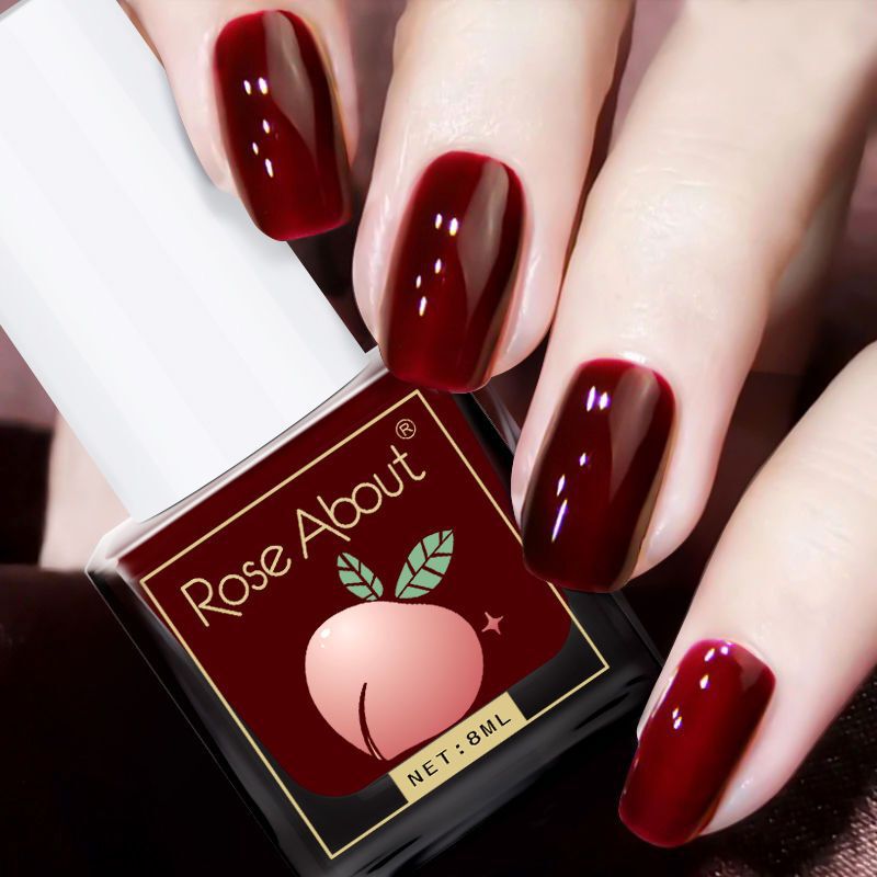 RoseAbout Cherry Color Nail Polish Non-baking Quick-drying Tearable Peel White All-match Essential Student Available RoseAbout Cherry Color Nail Polish Non-baking Quick-drying Tearable Peel White All-match Essential Student Available
