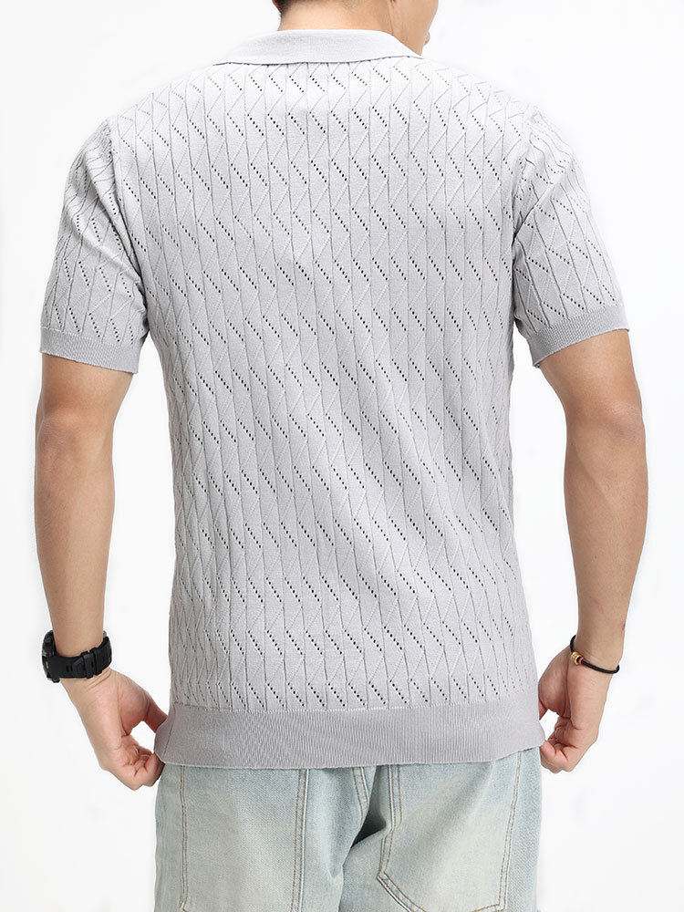 Camiseta de polo de hielo de costura de estilo antiguo, camiseta de polo de manga corta, vacío, camiseta de alto nivel transpirable, camiseta de negocios casual, camiseta superior para hombre