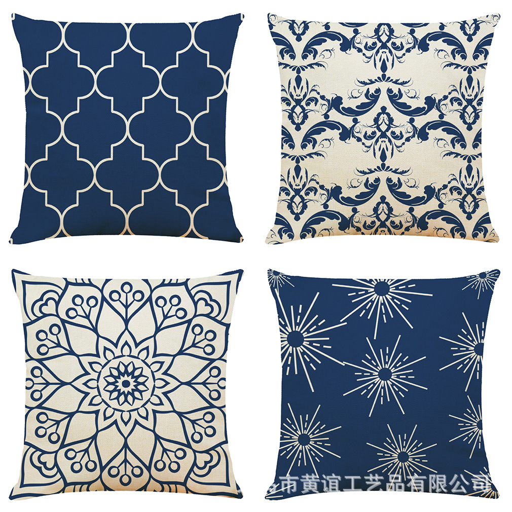 亚马逊 跨境爆款简约多色几何家居棉麻抱枕 汽车抱枕沙发抱枕靠垫