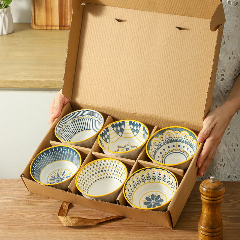 Retro nórdico de cerámica cubiertos bols caja de regalo de apertura de regalos de negocios eventos de regalo de fiesta