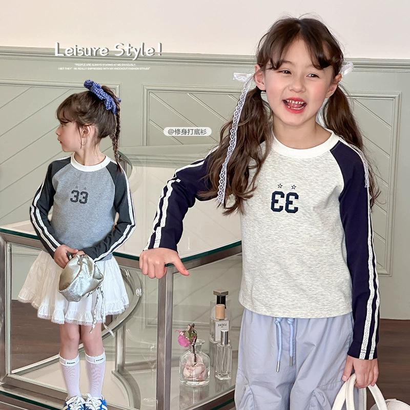艾摩贝贝 Short children's body-friendly design T-shirt for leisure, slim fit, trend of season, with short sleeve