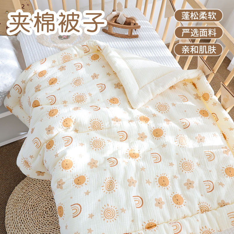 Winter Quilted Quilt for Kindergarten Kidsren Cartoon Printed Quilt Baby Pure Cotton Gauze Quilt Newborn Baby Quilt