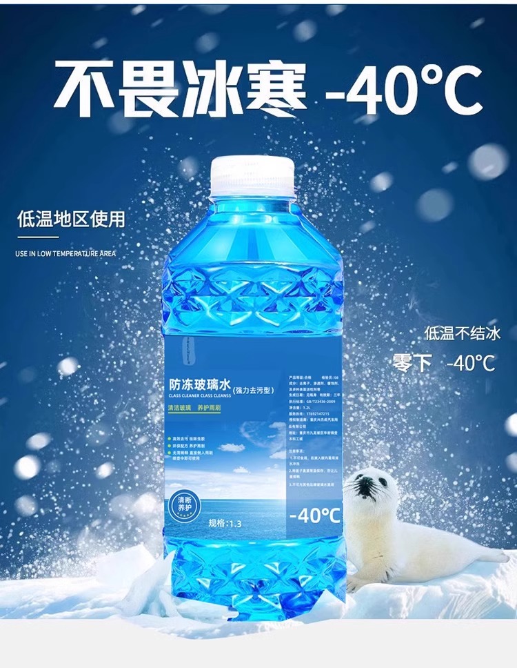 Car Glass Cleaner, Powerful Stain Remover, Oil Film Remover, Wiper Fluid, Antifreeze for Temperatures Below -40 Degrees, Car Cleaning Agent for All Seasons