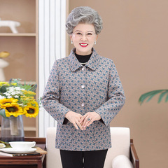 中年人秋装女翻领外套妈妈装长袖老人衣服中老年女装春秋奶奶格子