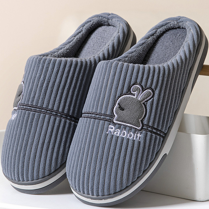 Men's Cotton Slippers Winter Large Size Couples Indoor Home Use Thick-Soled Non-Slip Winter Cotton Slippers Men's Large Size