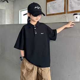 男童t恤polo衫夏装2025新款中大童男孩夏季上衣儿童夏款白色衣服T