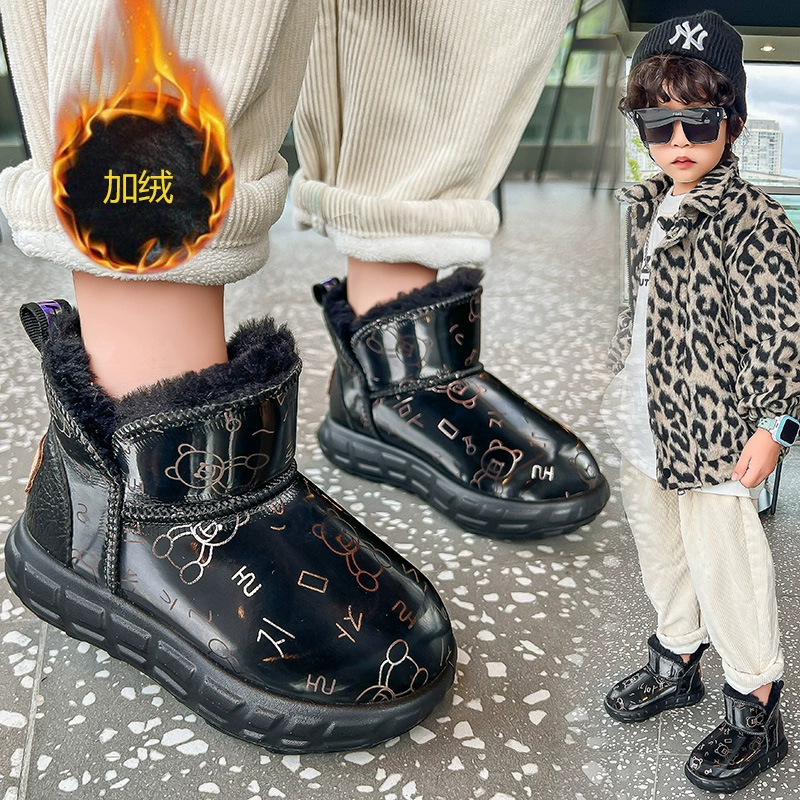Осенние и зимние детские снежные сапоги для мальчиков плюс бархатные ватные сапоги для мужчин и женщин