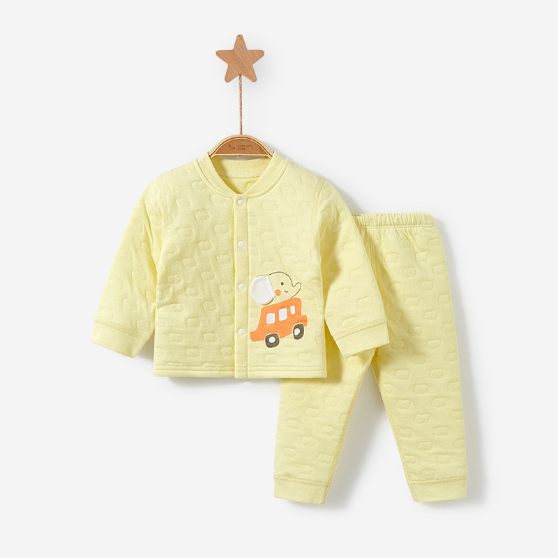 Bebé ropa de otoño pantalones largos otoño e invierno Bebé tocando fondo Delgado acolchado niños y niñas ropa dividida caliente traje de ropa interior para niños