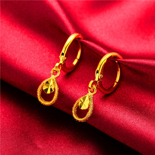 New wholesale sand -plated women's water drop earrings Earrings Lady Gold Ms. Love Coin with earrings