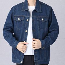 男士牛仔外套秋季厚款中老年爸爸上衣褂子宽松大码耐磨劳保机车服