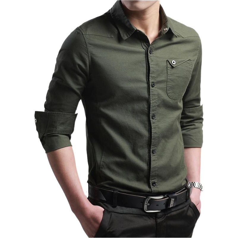 Otoño e Invierno nuevo uniforme militar camisa de manga larga de algodón de los hombres ropa de trabajo militar de los hombres casual más tamaño ejército verde camisa de los hombres
