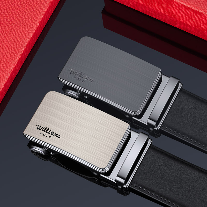 Cinturón de cuero genuino para hombre de la marca Paul, con hebilla automática de aleación, cinturón sencillo de negocios, cinturón de alta gama para hombre, venta al por mayor.