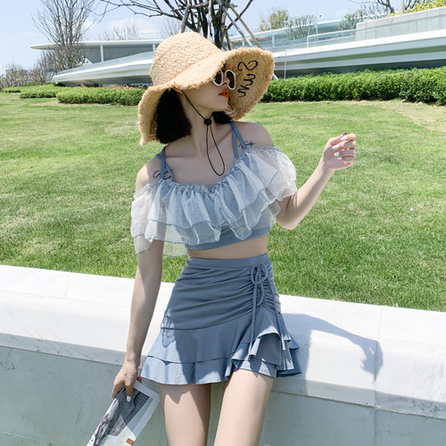 Swimsuits, women wholesale, split two-piece set, pure slim, flat-angle skirt, fairy, small breasts, swimsuit wholesale