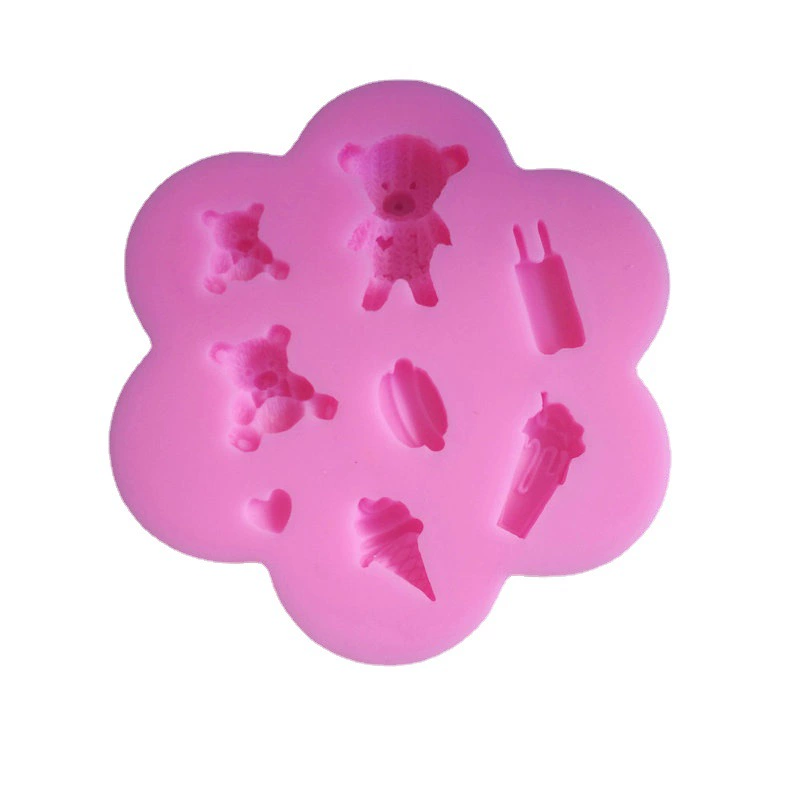 Silicone mold for ice cream, fondant, clay, decorations, with little bears