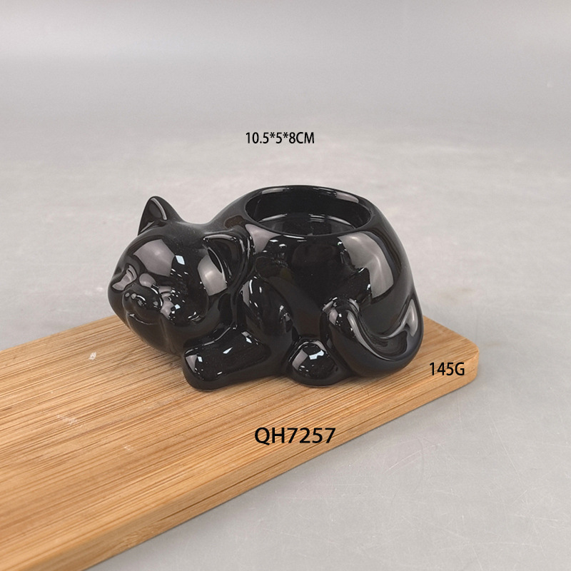 Cerámica transfronteriza perro negro cerdo negro candelabro ins amazon vela aromaterapia lindo fantasma decoración americana Halloween