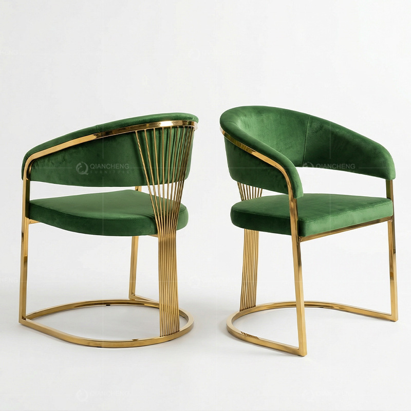 Light Luxury Dining Chair, High-End Restaurant Chair with Backrest, Fabric Dining Chair for Hotel, Stainless Steel Dining Chair Customization