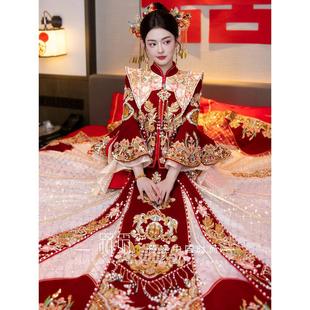 High-end Xiuhe Dress 2024 New Dress Bride Wedding Dress New Chinese Style Toasting Dress Slimming Dress Autumn and Winter