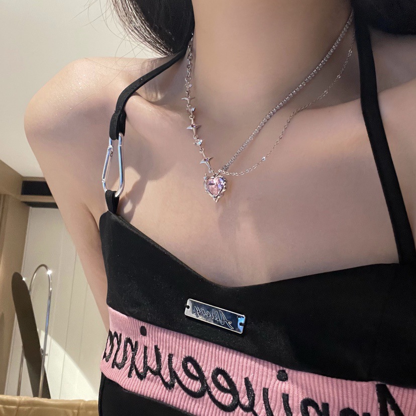 This Adorable  sweet and cool pink love diamond necklace is sure to please even the pickiest of ladies.  Whether it's a gift for Valentine's day, birthday, Christmas or any special occasion, your love with adore this unique necklace.
