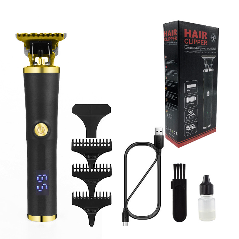 亚马逊外贸新品电推剪理发器充电数显复古油头剪雕刻推白剪电推子