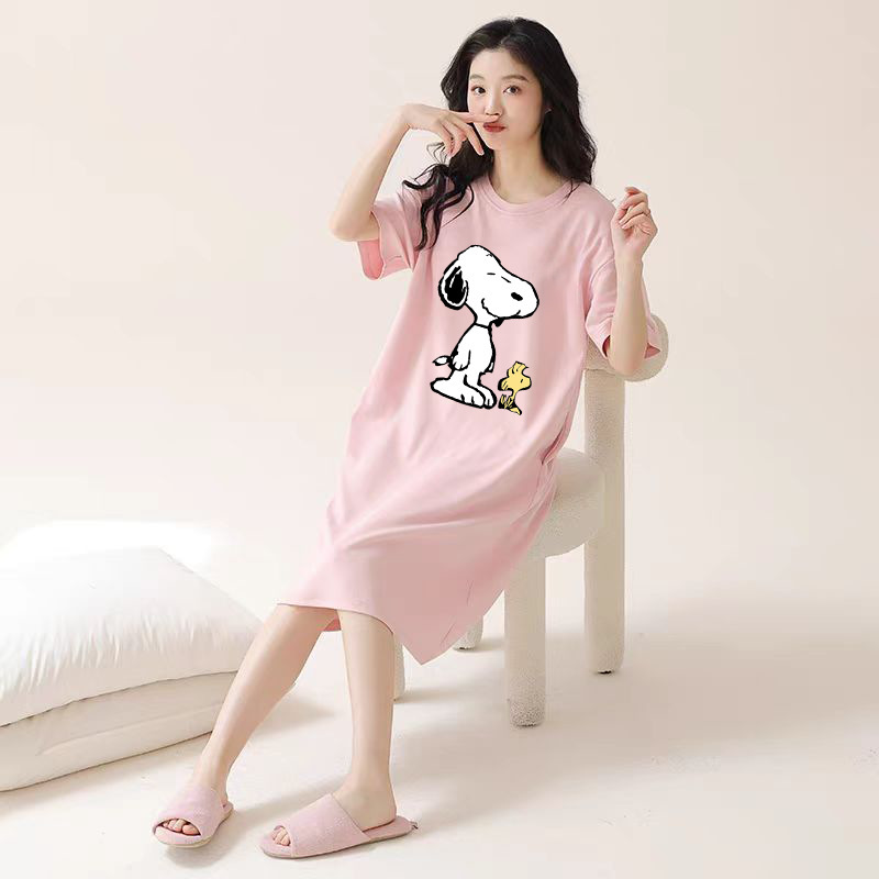 睡衣女夏潮短袖宽松显瘦2025年新款大码胖mm200斤长款睡裙夏季款