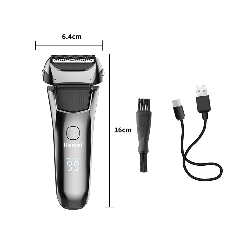 Afeitadora eléctrica Kemei modelo transfronterizo KM-8512, recortadora de barba para hombre de doble cabezal recíproco, resistente al agua.