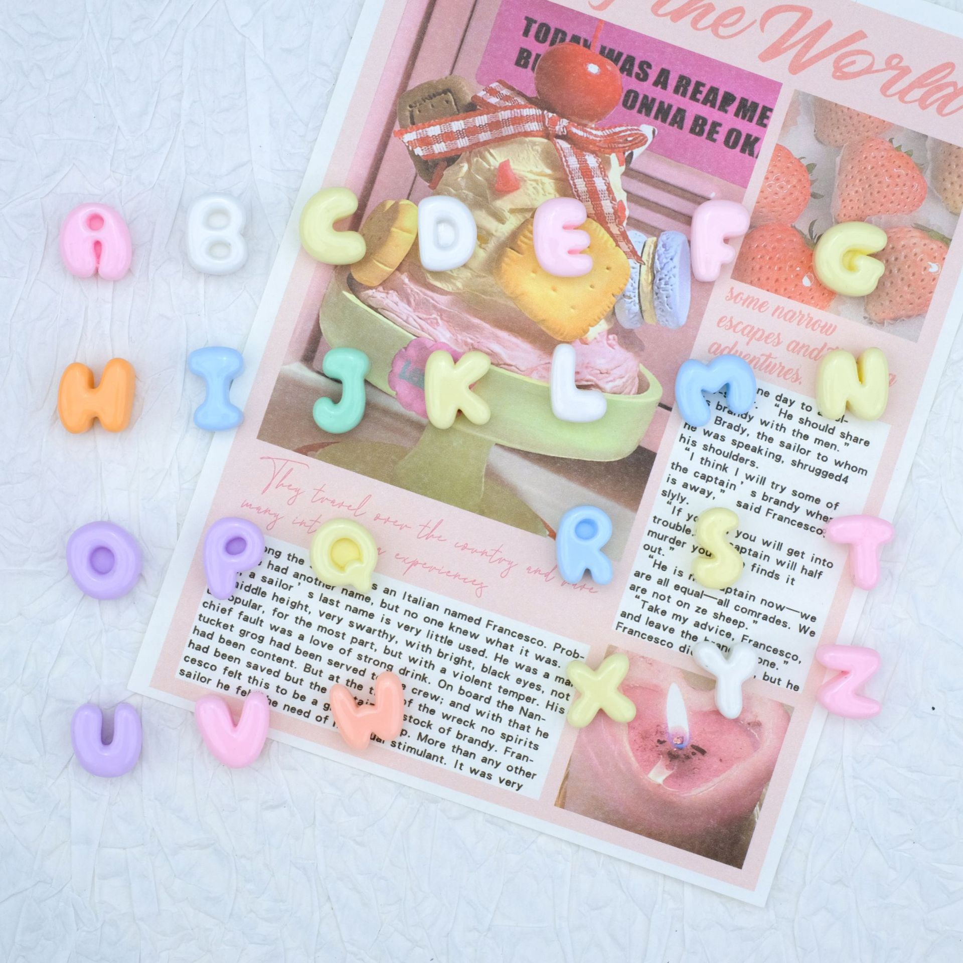 Macarons Can Be Customized with 26 English Alphabet Resin Accessories, DIY Accessories, Cream Glue Nail Art Patches, Cross-Border Wholesale