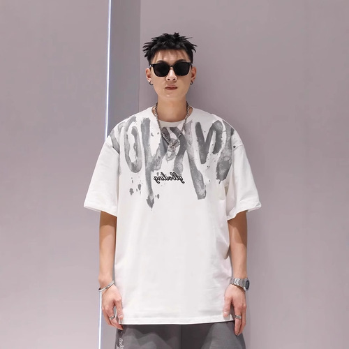 American Heavyweight Oversized Men's Short-Sleeve T-Shirt Summer Hip-Hop Style Streetwear Cool Letter Print
