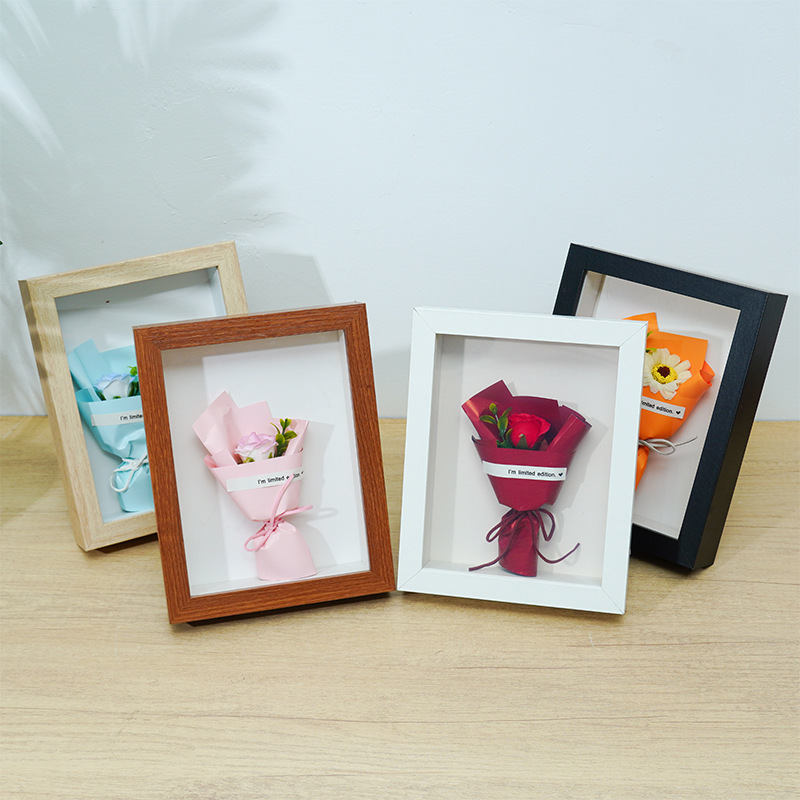 Three-Dimensional Hollow Dried Flower Photo Frame DIY Material Rose Bouquet Preservation Frame Handmade Creative Specimen Painting Frame Table