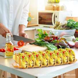 跨境木质卷饼托盘家居派对聚会分格墨西哥薄饼托盘W型玉米饼托盘